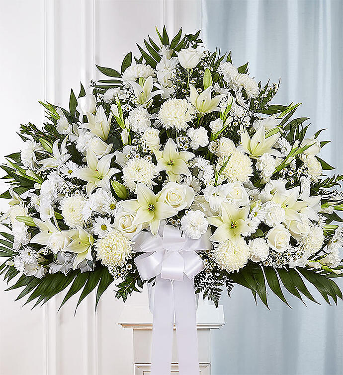 Heartfelt Sympathies White Standing Basket