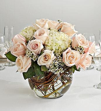 Wedding Centerpiece in Glass Bubble Bowl