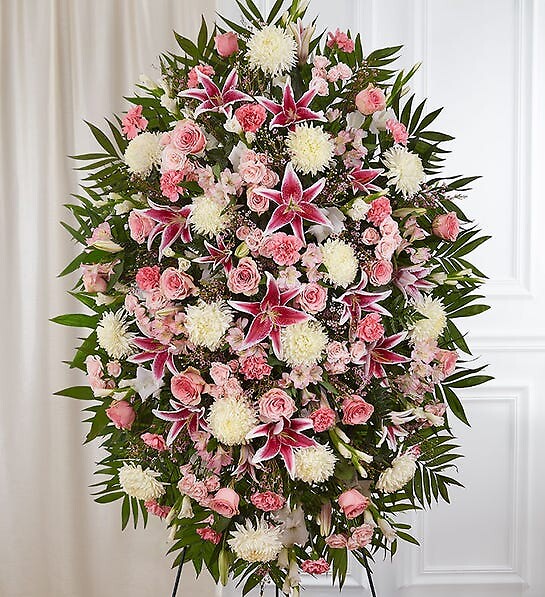 Pink &amp; White Sympathy Standing Spray