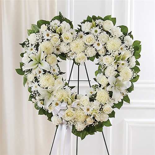 Always Remember Floral Heart Tribute- White