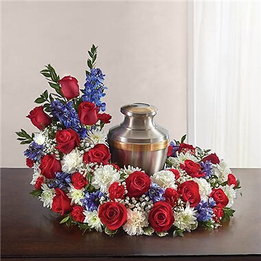 Cremation Wreath-Red, White &amp; Blue