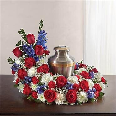 Cremation Wreath-Red, White &amp; Blue