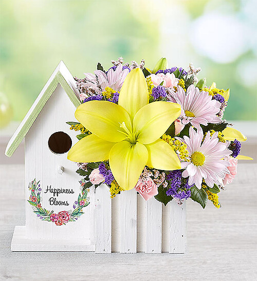 Happiness Blooms Birdhouse - Yellow