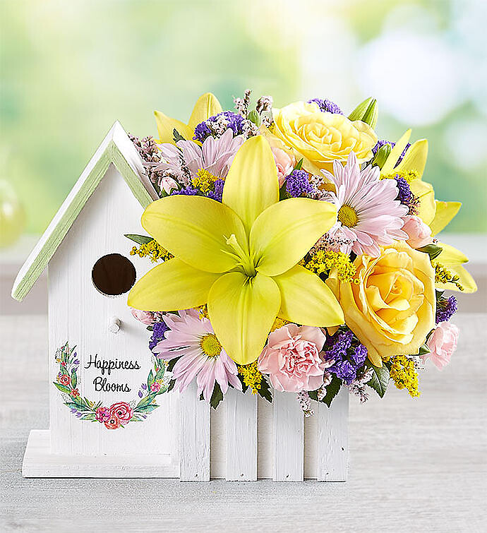 Happiness Blooms Birdhouse - Yellow