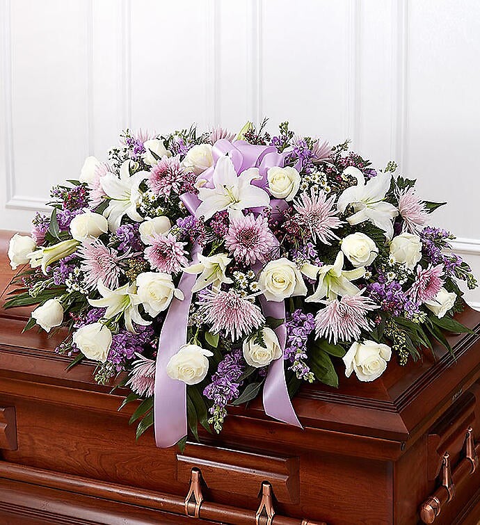 LAVENDER &amp; WHITE MIXED HALF CASKET COVER