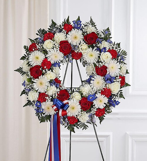 Serene Blessing Red, White &amp; Blue Standing Wreath