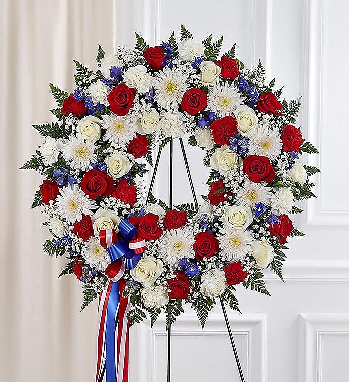 Serene Blessing Red, White &amp; Blue Standing Wreath