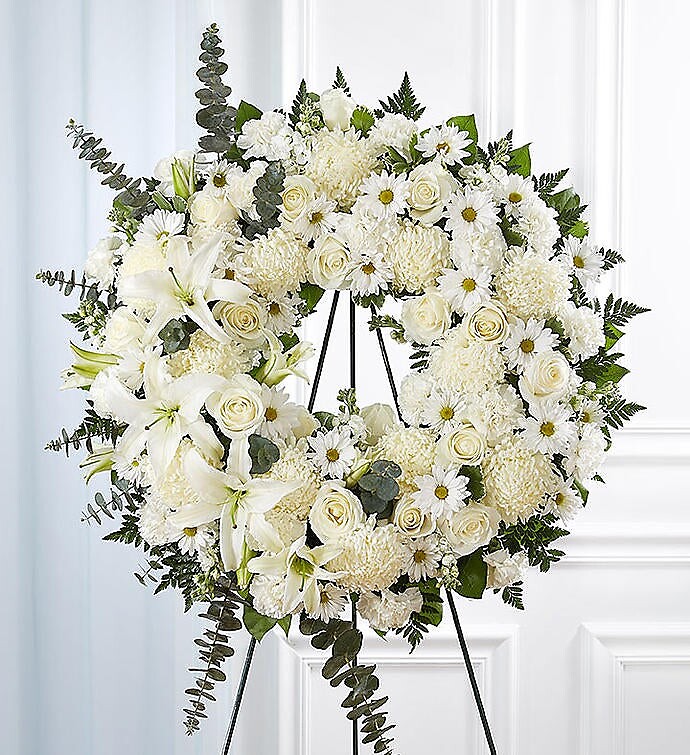 Serene Blessings White Standing Wreath