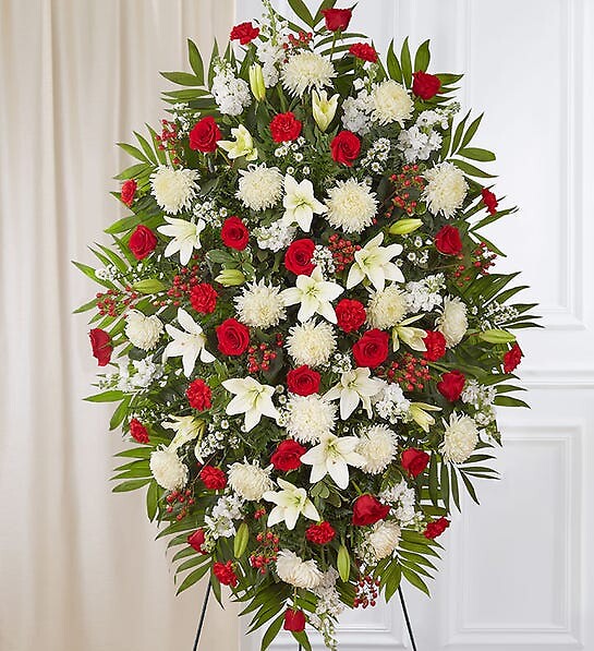 Red &amp; White Sympathy Standing Spray