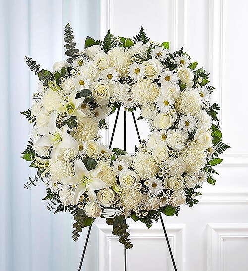 Serene Blessings White Standing Wreath