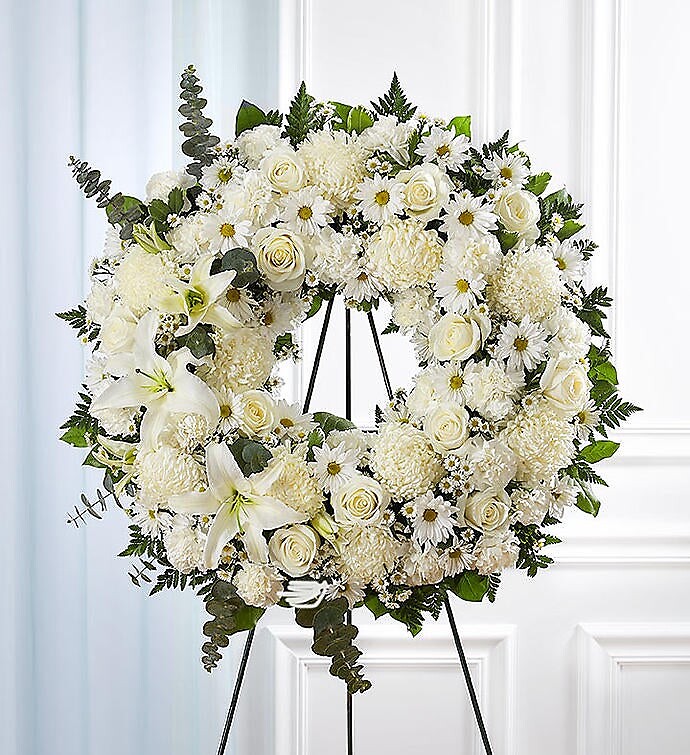 Serene Blessings White Standing Wreath