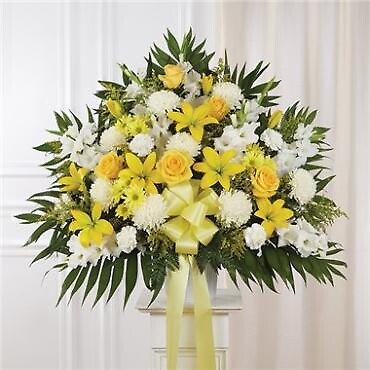 Heartfelt Sympathies Standing Basket- Yellow