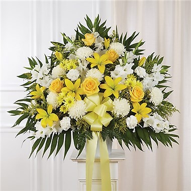 Heartfelt Sympathies Standing Basket- Yellow