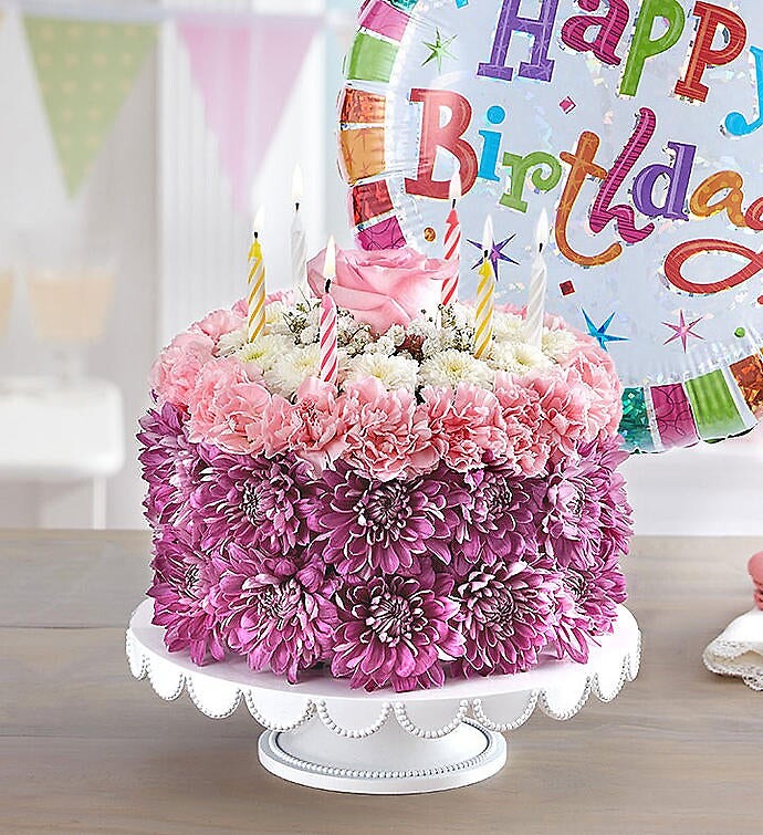 Birthday Wishes Flower Cake Pastel
