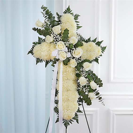 Peace &amp; Prayers Standing Cross-White