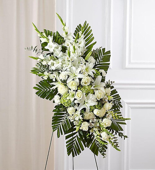 White Rose and Lily Standing Spray