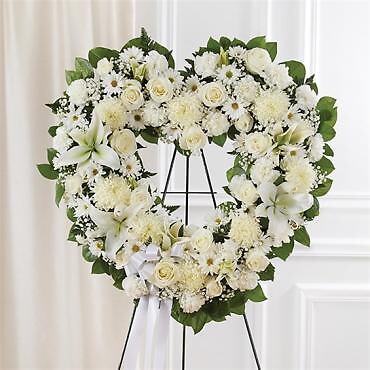 Always Remember Floral Heart Tribute- White