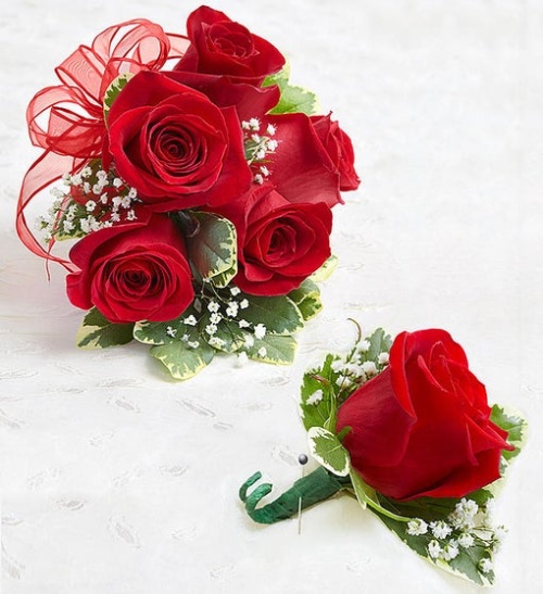 Red Rose Corsage and Boutonniere