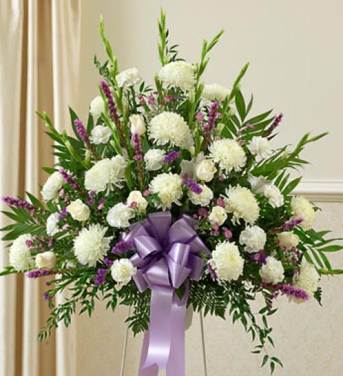 Lavender and White Sympathy Standing Basket