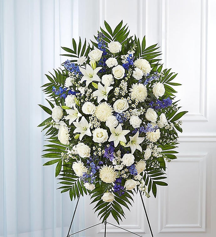 Blue & White Sympathy Standing Spray