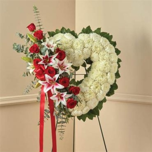 Always In My Heart Floral Heart- Red & White