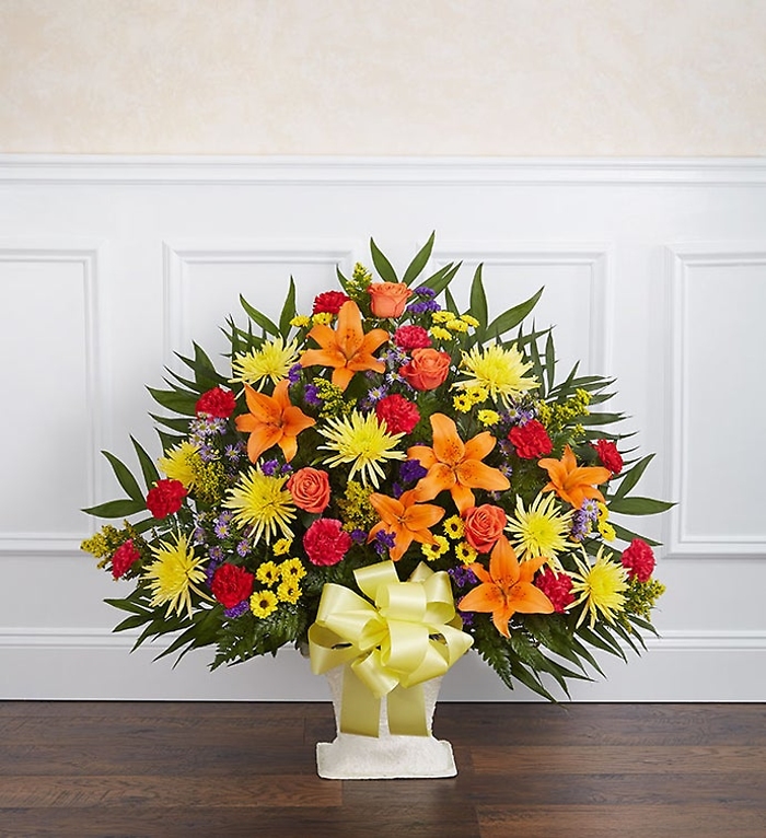 Heartfelt Tribute Bright Floor Basket Arrangement