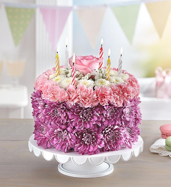 Birthday Wishes Flower Cake Pastel