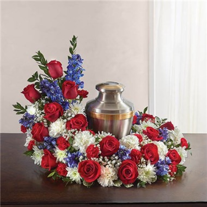 Cremation Wreath-Red, White & Blue