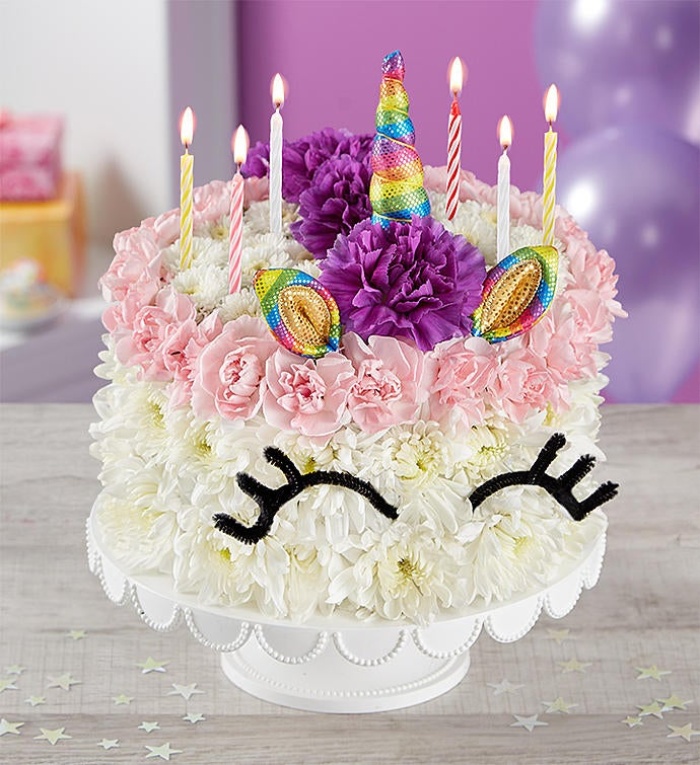 Birthday Wishes Flower Cake Unicorn
