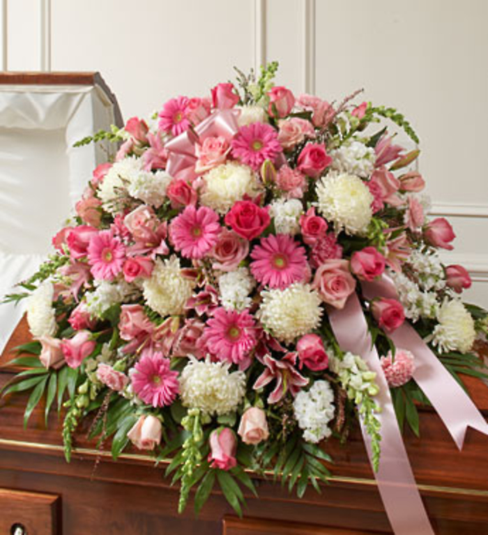 Pink and White Mixed Half Casket Cover