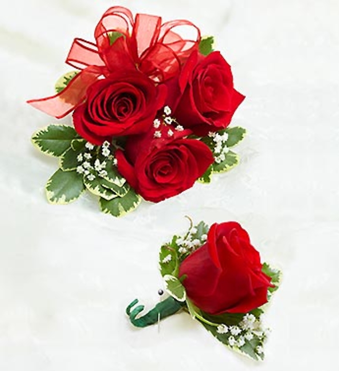 Red Rose Corsage and Boutonniere