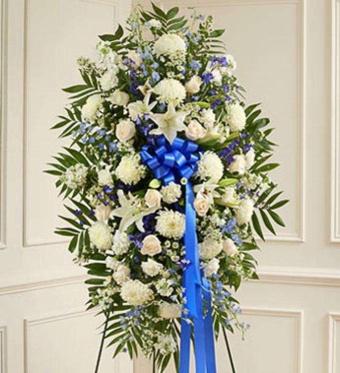 Blue and White Sympathy Standing Spray