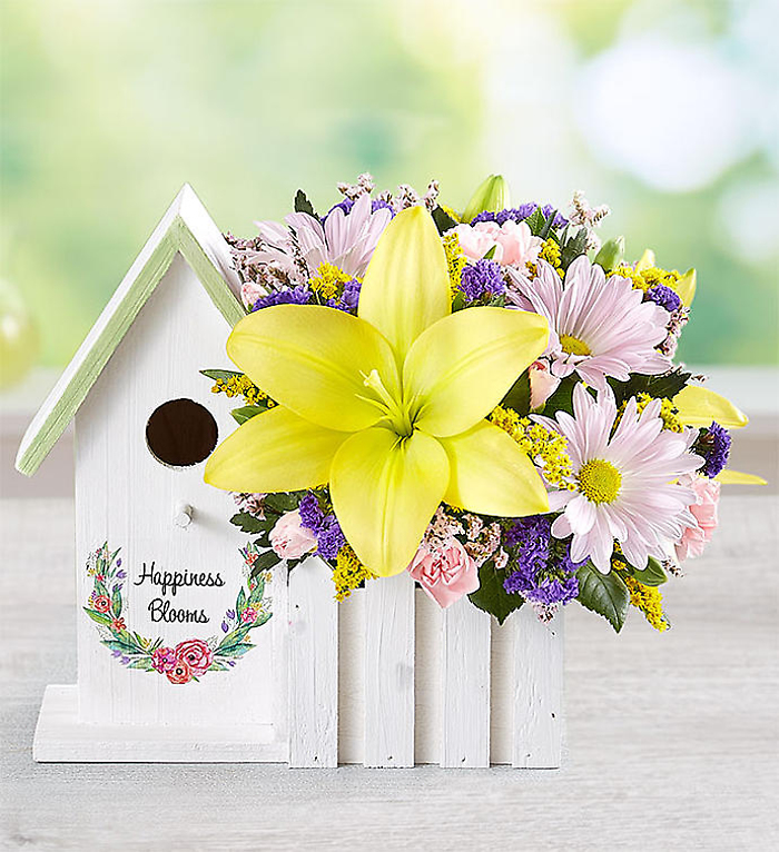 Happiness Blooms Birdhouse - Yellow