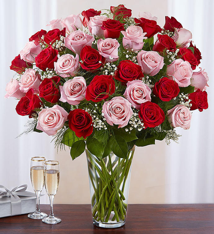 Ultimate Elegance&trade; Long Stem Pink &amp; Red Roses