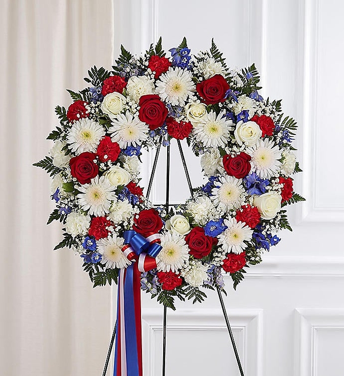 Serene Blessing Red, White & Blue Standing Wreath