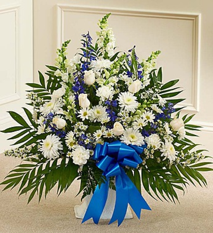 Blue and White Sympathy Floor Basket