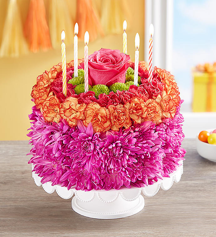 Birthday Wishes Flower Cake Vibrant