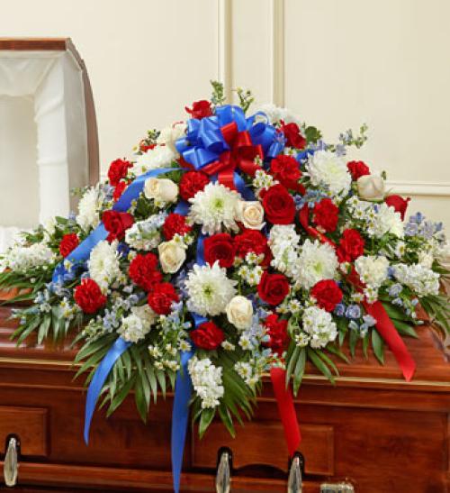 Red White and Blue Half Casket Cover