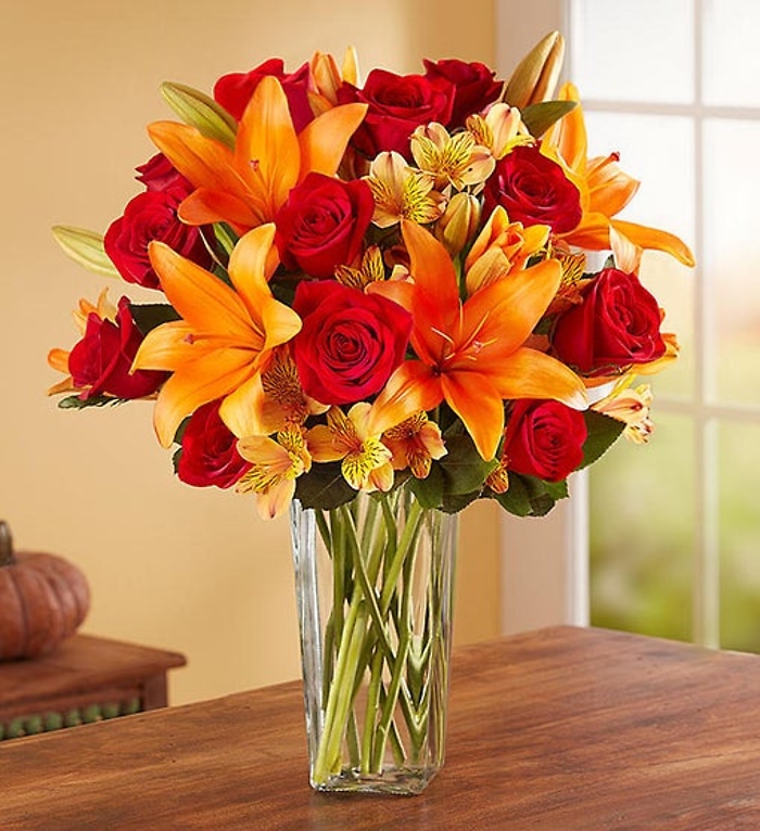 Elegant Autumn Rose & Lily Bouquet