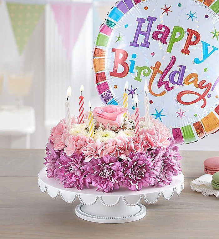 Birthday Wishes Flower Cake Pastel
