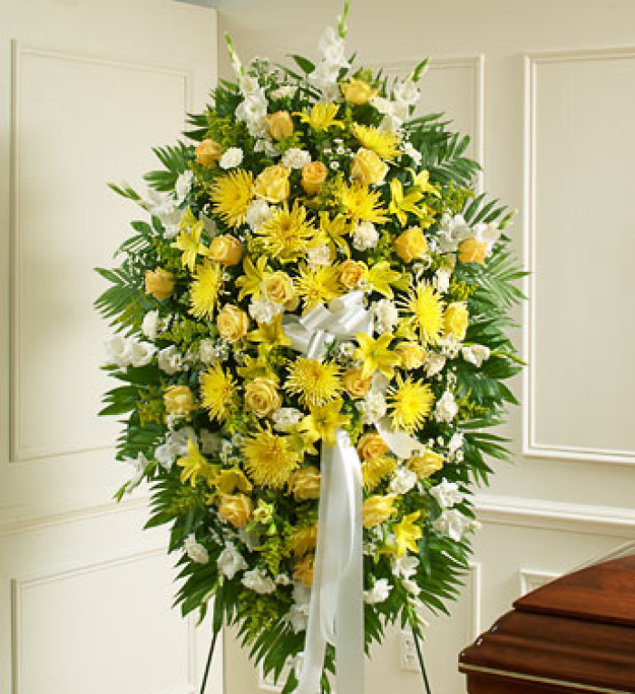 Yellow and White Sympathy Standing Spray