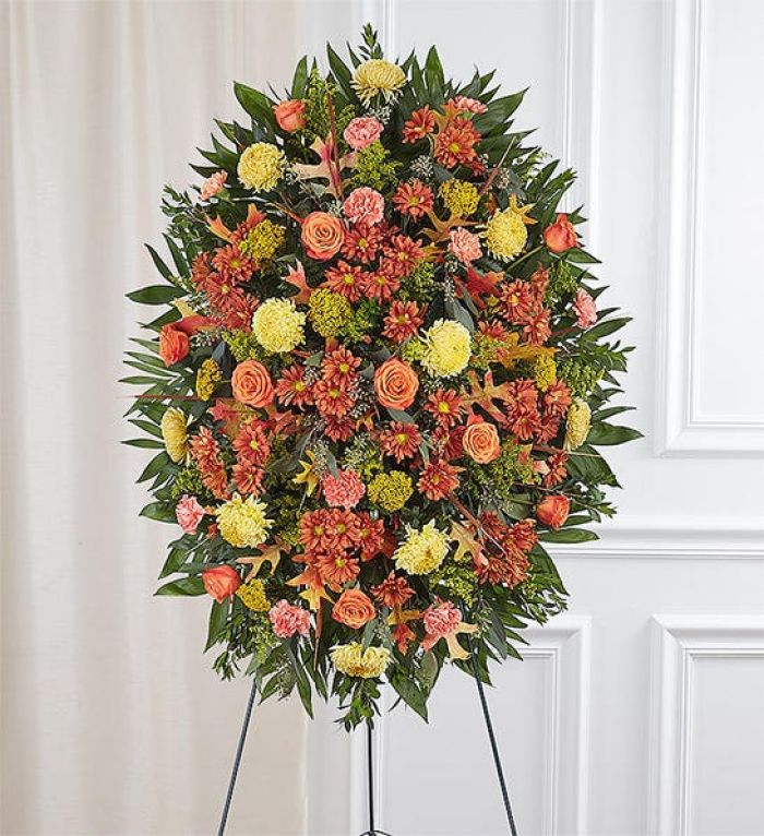 Sympathy Standing Spray In Fall Colors