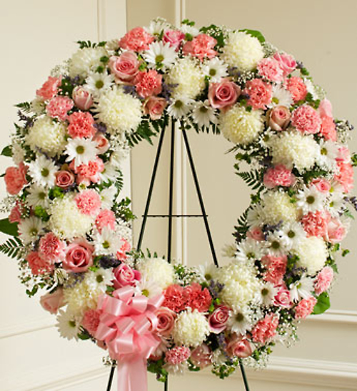 Pink and White Standing Wreath