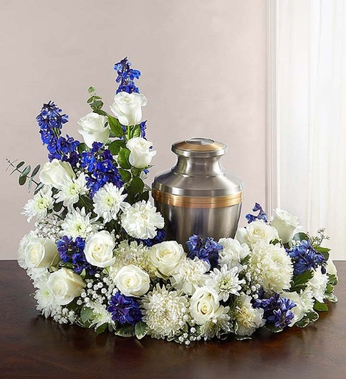 Cremation Wreath-Blue And White