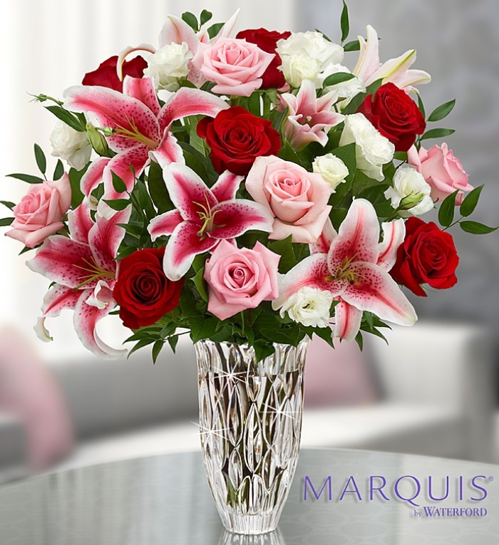 Marquis by Waterford Red Rose and Lily Bouquet