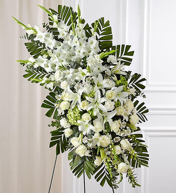 White Rose and Lily Standing Spray
