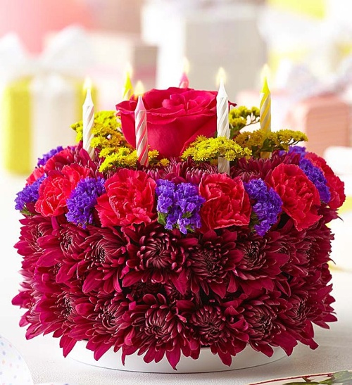 Birthday Flower Cake Purple