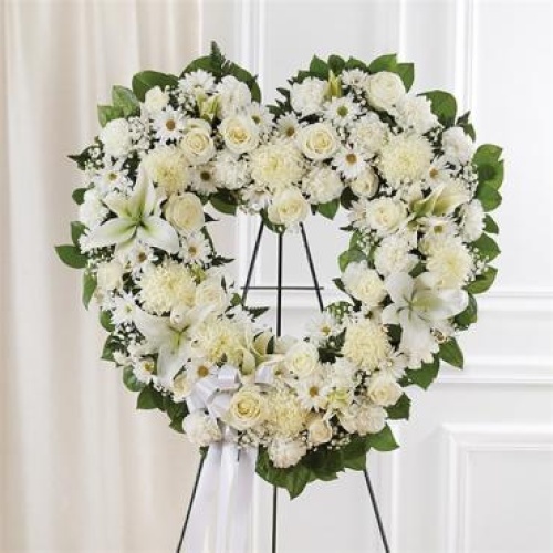 Always Remember Floral Heart Tribute- White