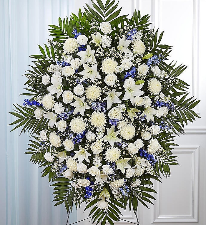 Blue & White Sympathy Standing Spray