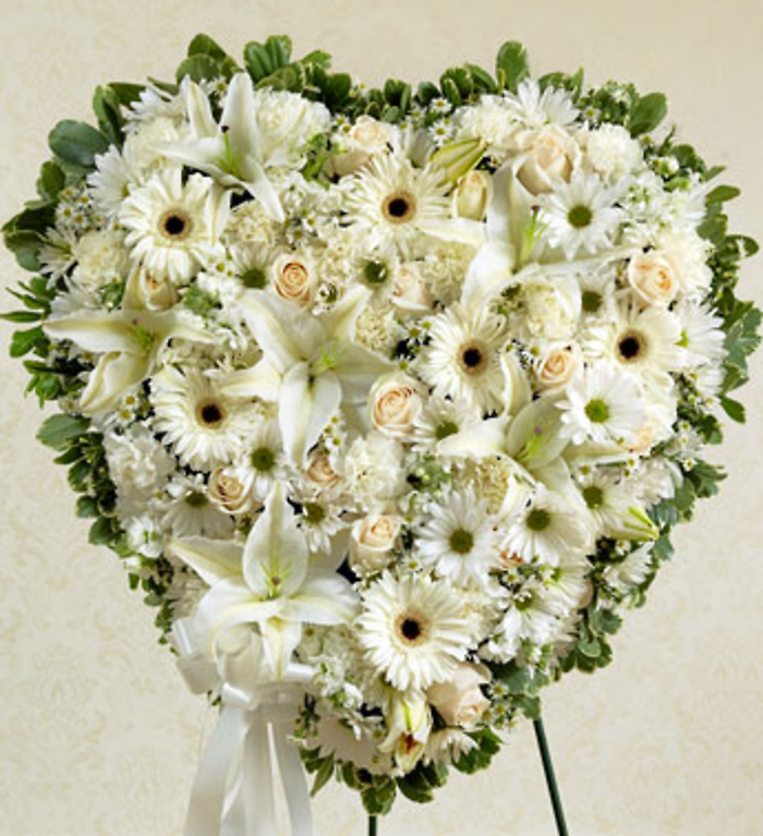 White Heart Standing Wreath